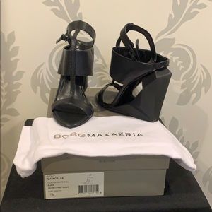 BCBG MaxAzria Black Noella Cutout Wedge Day size 7
